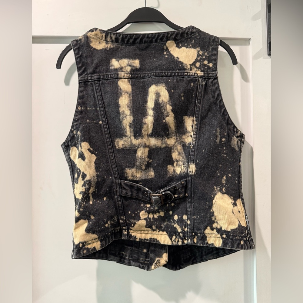 Jordache Black Denim LA Dodgers Vest